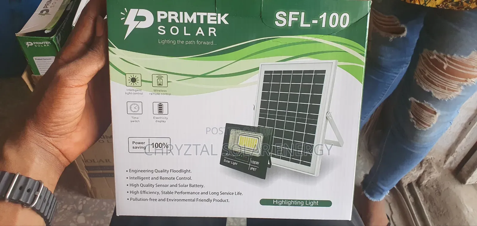 Quality 100watts Solar Flood Light With Remote Control Solar Panel