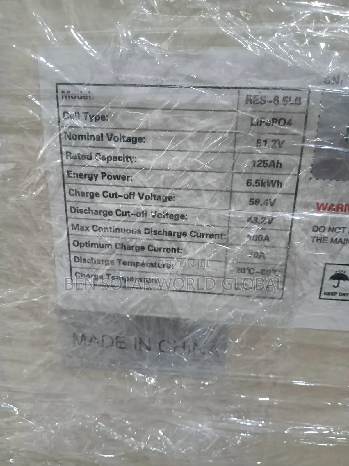 6.5kwh Hyper Solar Lithium Battery 51.2v