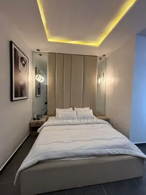 Full Height Wall to Wall Padded Bedframe With Fixed Mirror
