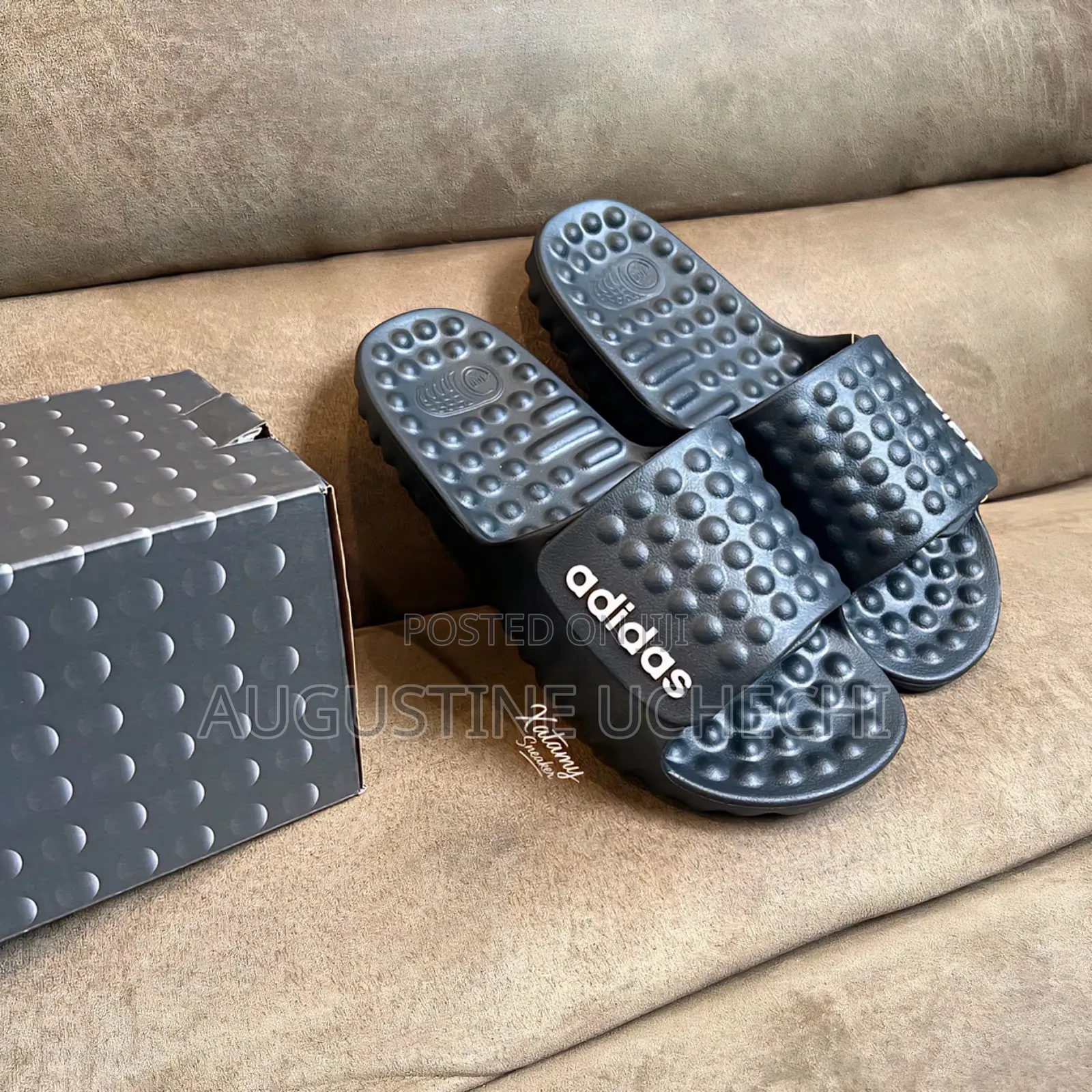 "Premium Adidas Bubble Slides (Black White)
