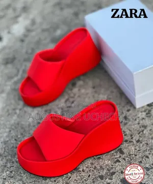 Exquisite Zara Hot Platform Wedge Sandals - Black and Red