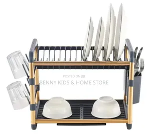 Aluminum Rust Free Quality Sliver 2 Tier Dish Rack