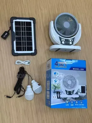 4in1 Rechargeable Solar Fan With Solar Panels and Bulbs