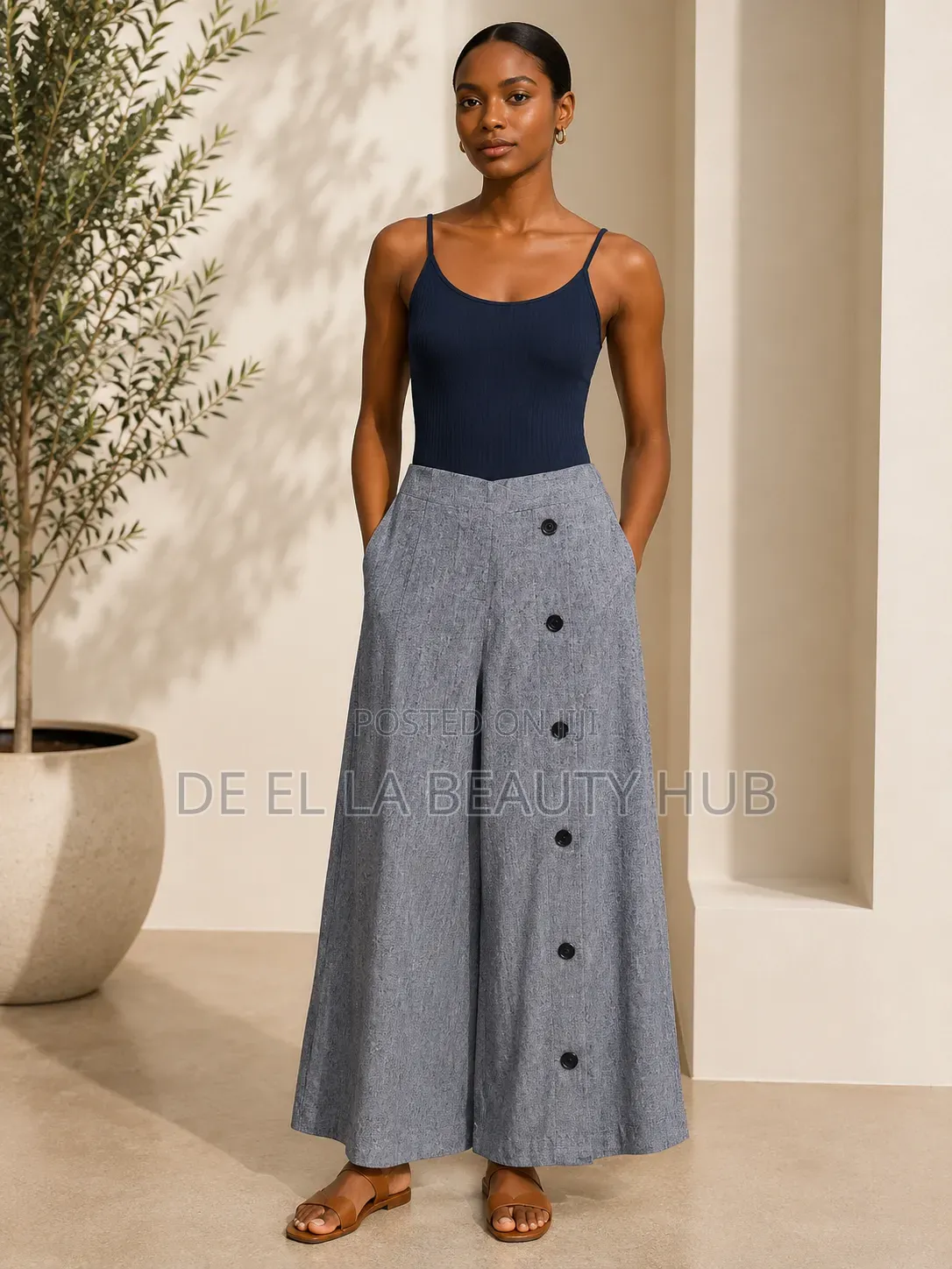 Elegant Grey Straight-Leg Pant