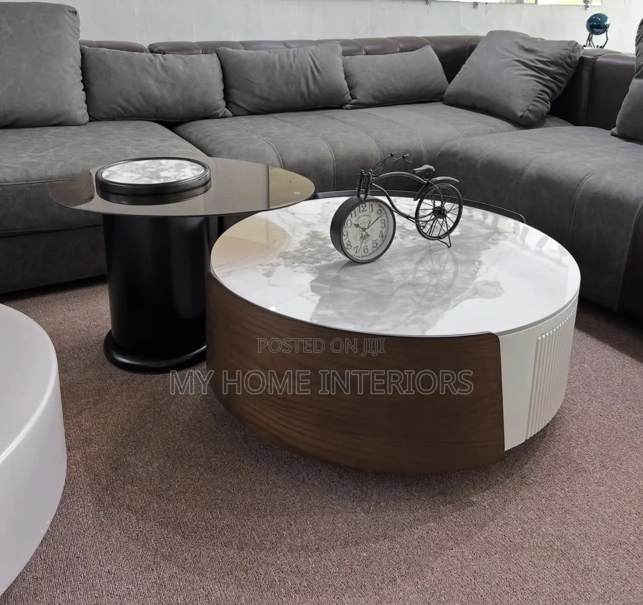 2 in 1 Center Table With Glass Top Side Table