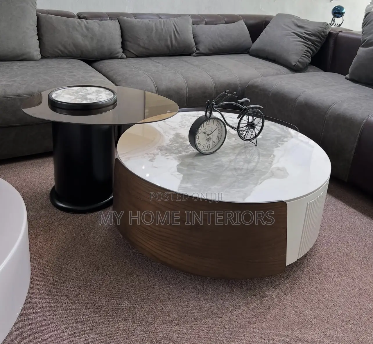 2 in 1 Center Table With Glass Top Side Table