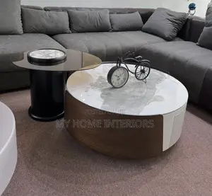 2 in 1 Center Table With Glass Top Side Table