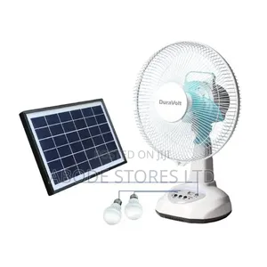Duravolt 12 Inches 3in1 Rechargeable Table Fan+ 9v6w Panel+Led Bulbs