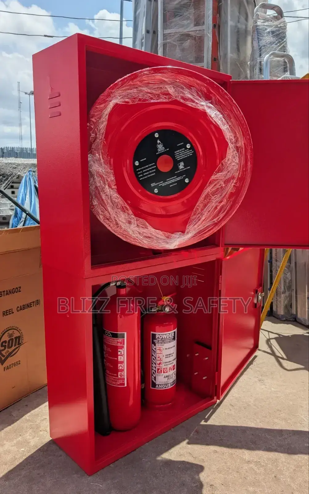 2-in-1 Fire Hose Reel And Fire Extinguisher Cabinet