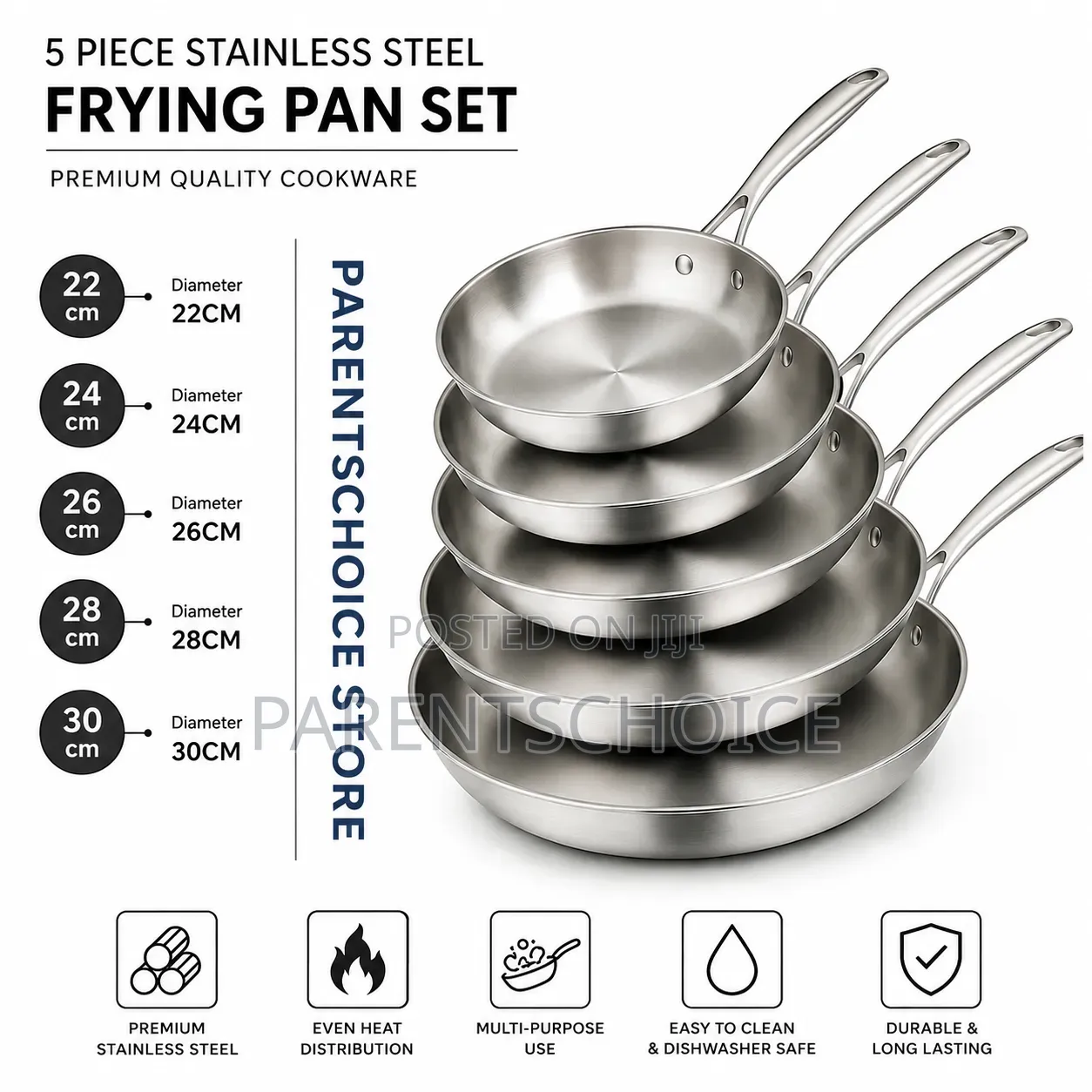 Frying Pan Set of 5 -22cm,24cm,26cm,28cm,30cm