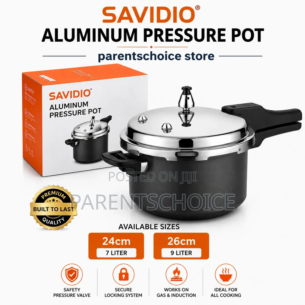 Savidio Aluminum Pressure Pot - 9l / 7l