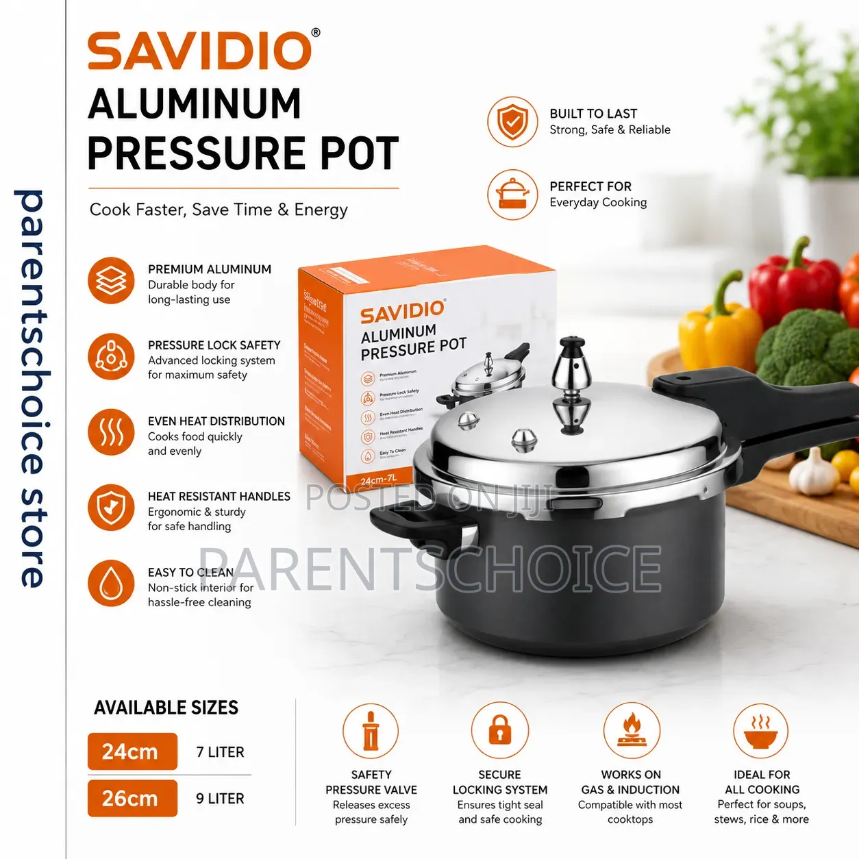 Savidio Aluminum Pressure Pot - 9l / 7l
