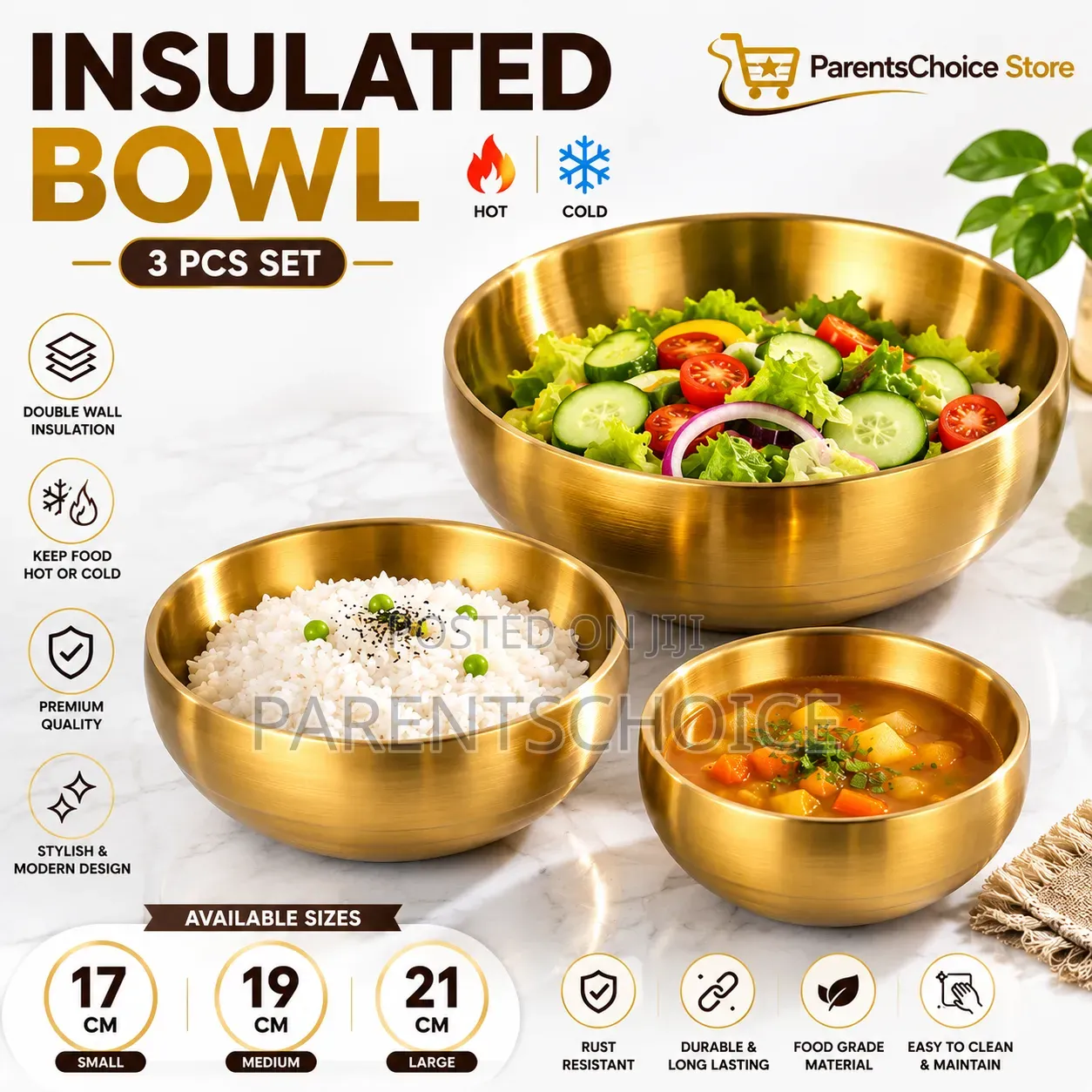 Gold Insulated Salad Baking Soup Bowl