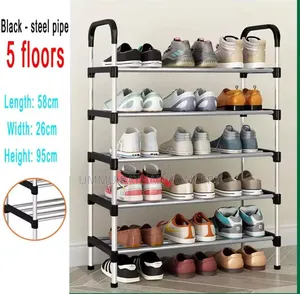 5 Layers Long Pipe Steel Shoe Rack