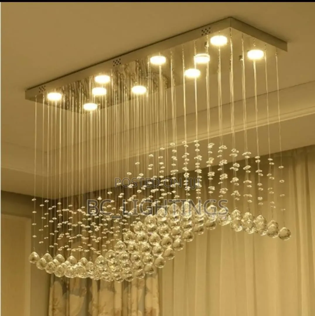 Rectangle Crystal Chandelier Living Room Bedroom Kitchen Wave Shape