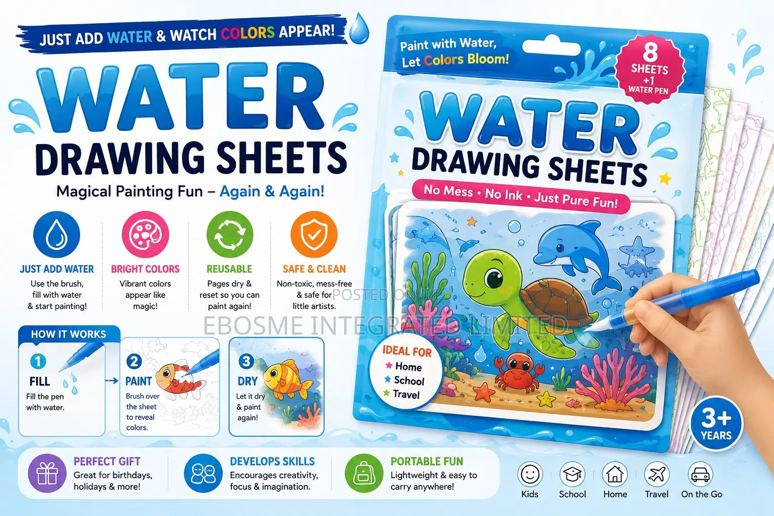 Magical Water Drawing Sheets for Kids