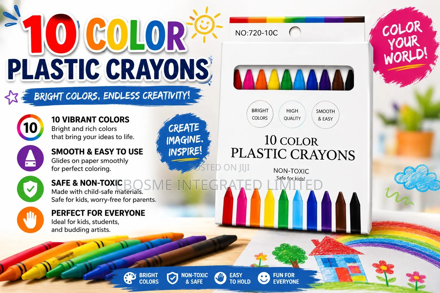 Colourful Plastic Crayon