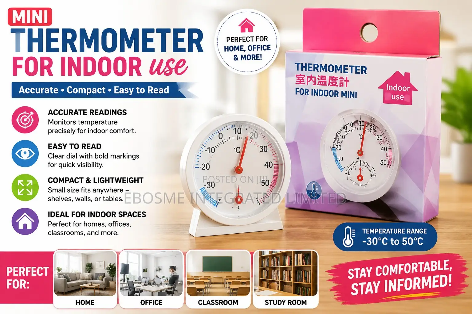 Mini Thermometer for Indoor Use