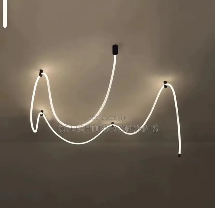 Modern Wave-Shaped Strips With Silicone Braided Design Pendant Light