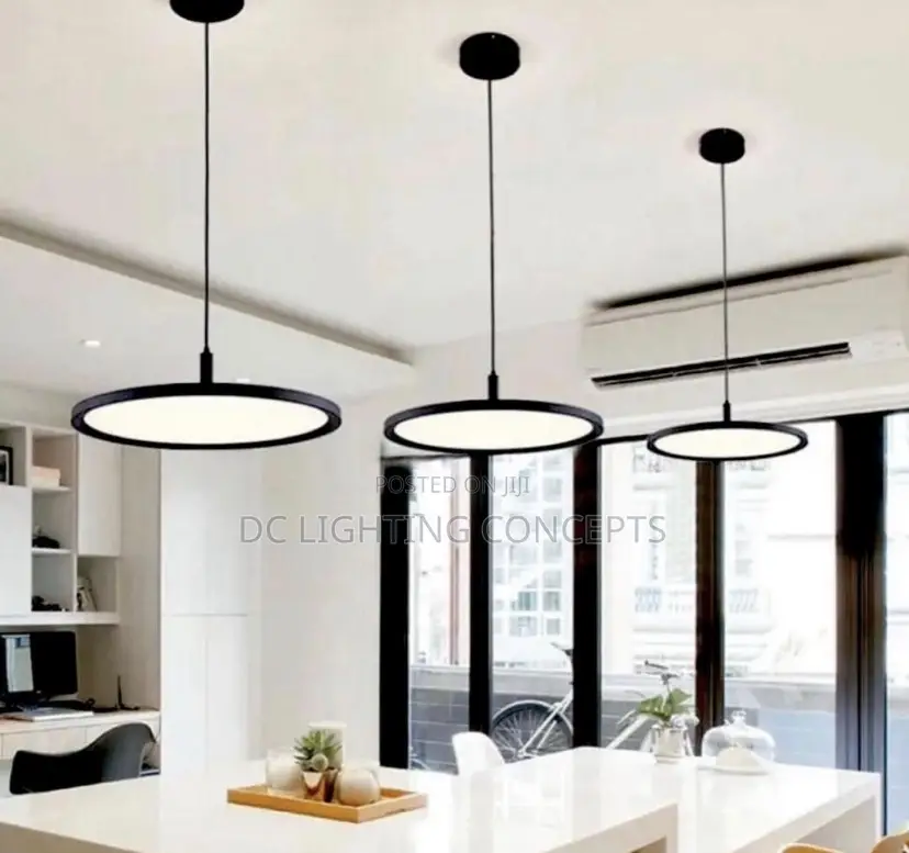 Led Round Ceiling Modern Simple Style Black Pendant Light.