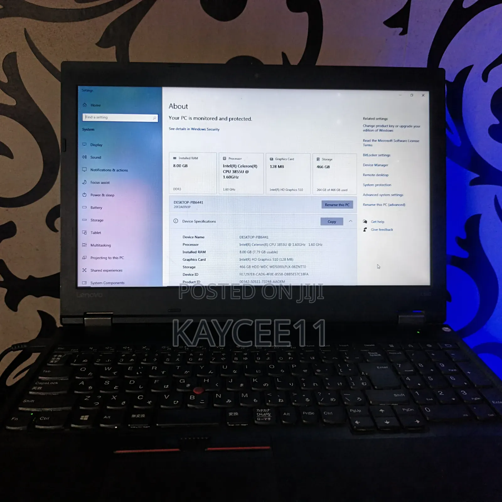 Laptop Lenovo 8GB Intel HDD 500GB