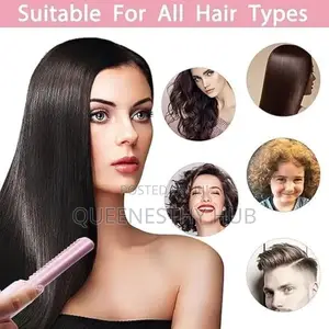 2-in-1 Rechargeable Cordless Hair Straightener Curler Brush