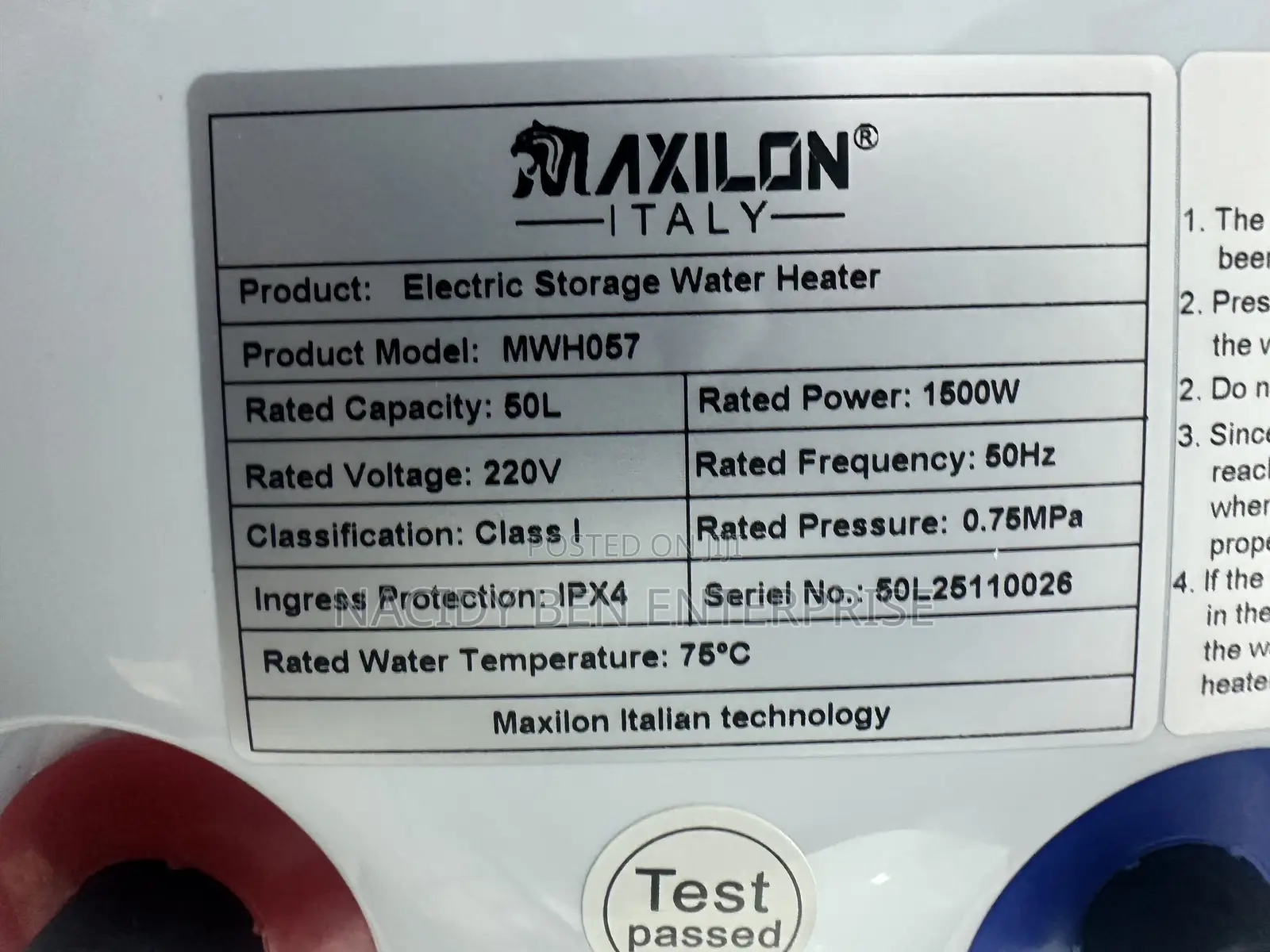 50liters Maxilon Water Heater
