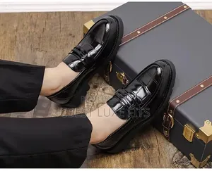 Men's Leather Shoes, Embossed Loafers, Casual