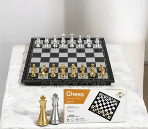 Premium Magnetic Chess Set With Foldable Board - Gold Silver Pieces