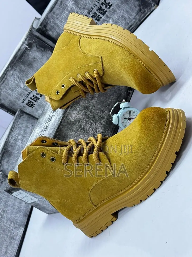 Premium Mustard Suede Combat Boots