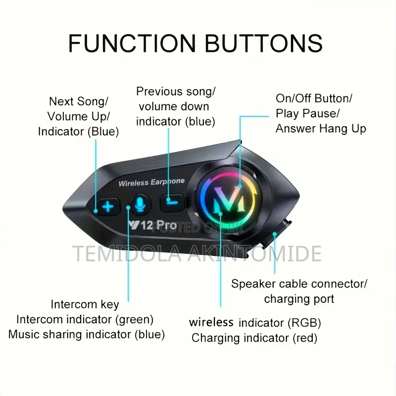 2 Units 500m Motorcycle Helmet Intercom Bluetooth
