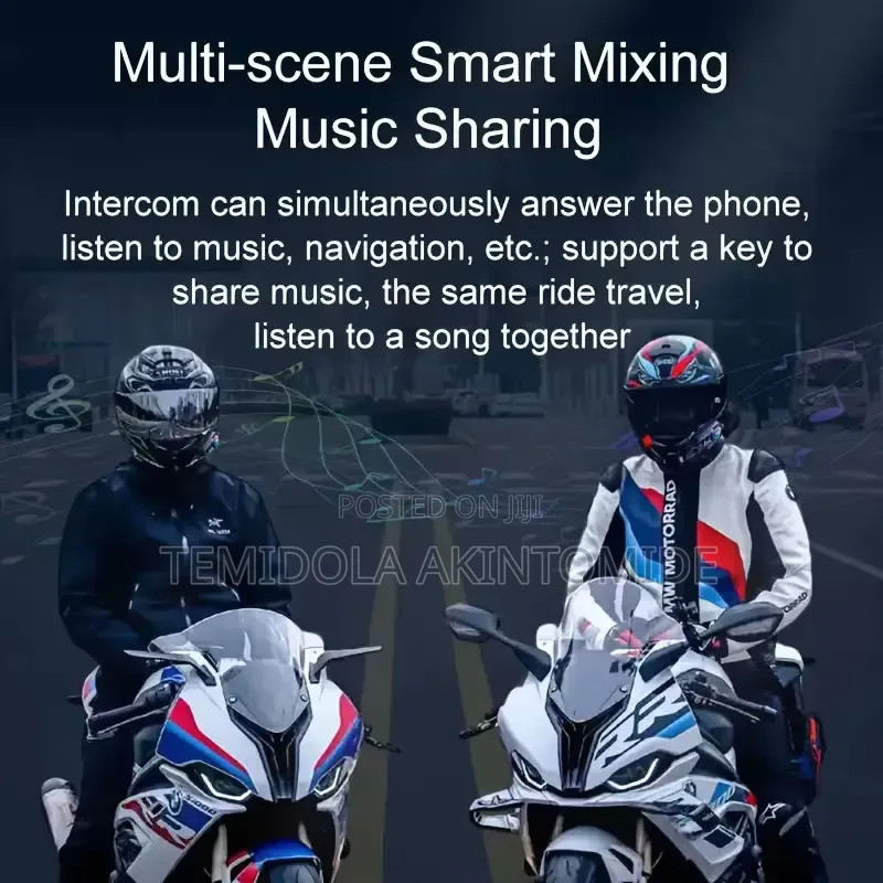 2 Units 500m Motorcycle Helmet Intercom Bluetooth