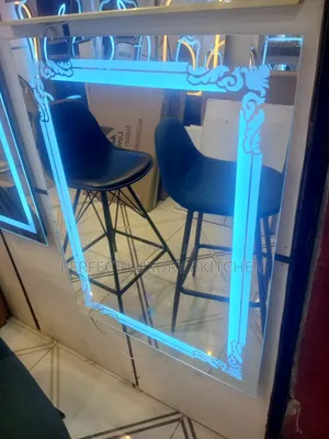Square Flower Design 3 Colored Led Lights Mirror