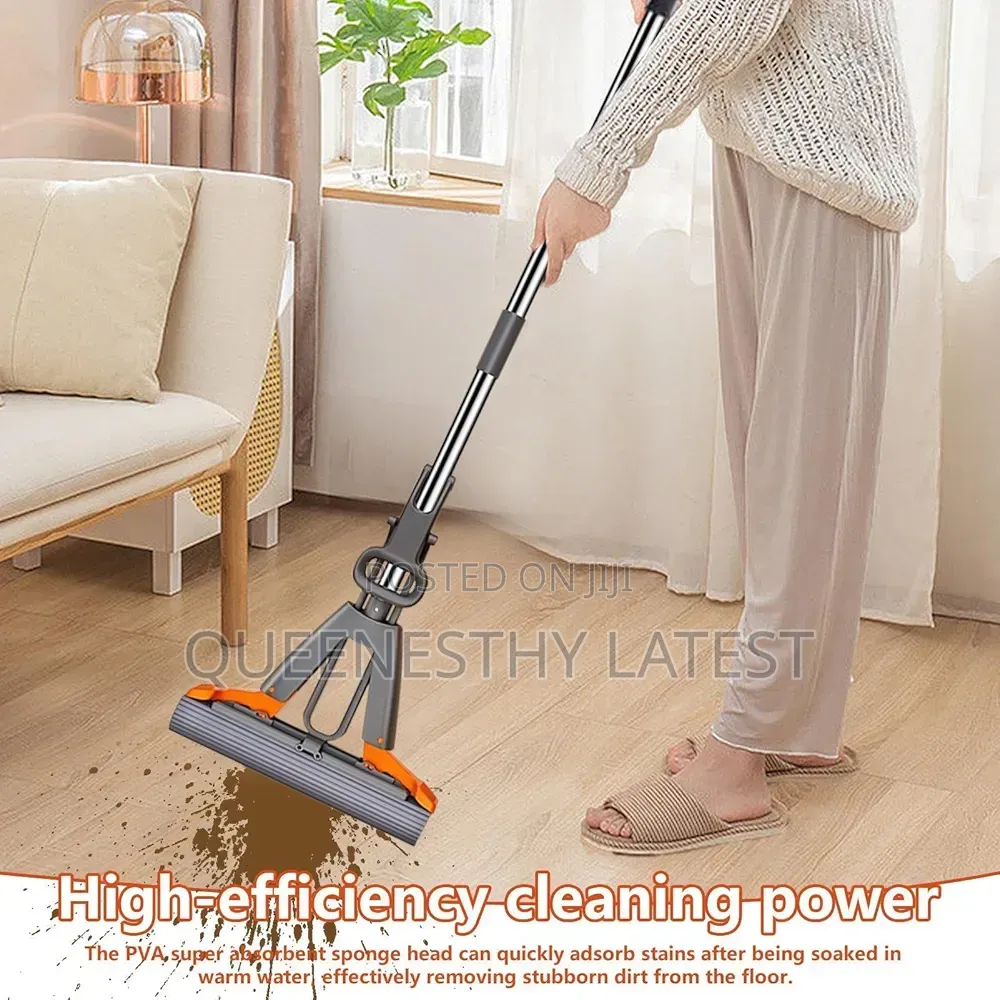 Ultra-Absorbent Pva Sponge Mop | Hands-Free Easy-Squeeze Smart Mop