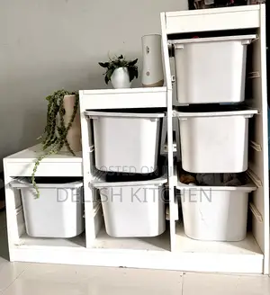 White Modular Storage Unit With Large Plastic Bins – Perfect Organizer