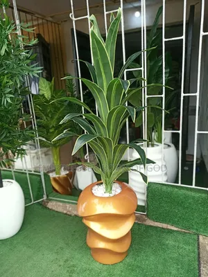 5ft Wave Pot and Artificial Dracaena Plants