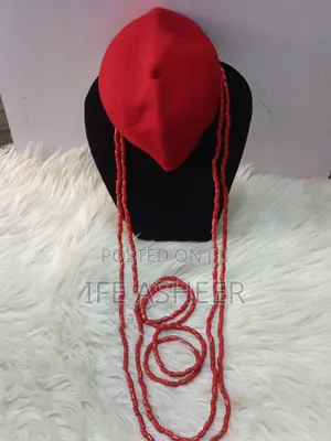 Men's Tiny Coral Navel Length Beads With Bracelets Igbo Cap