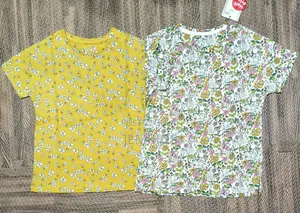 Girls Signature Flowery Round Neck Top