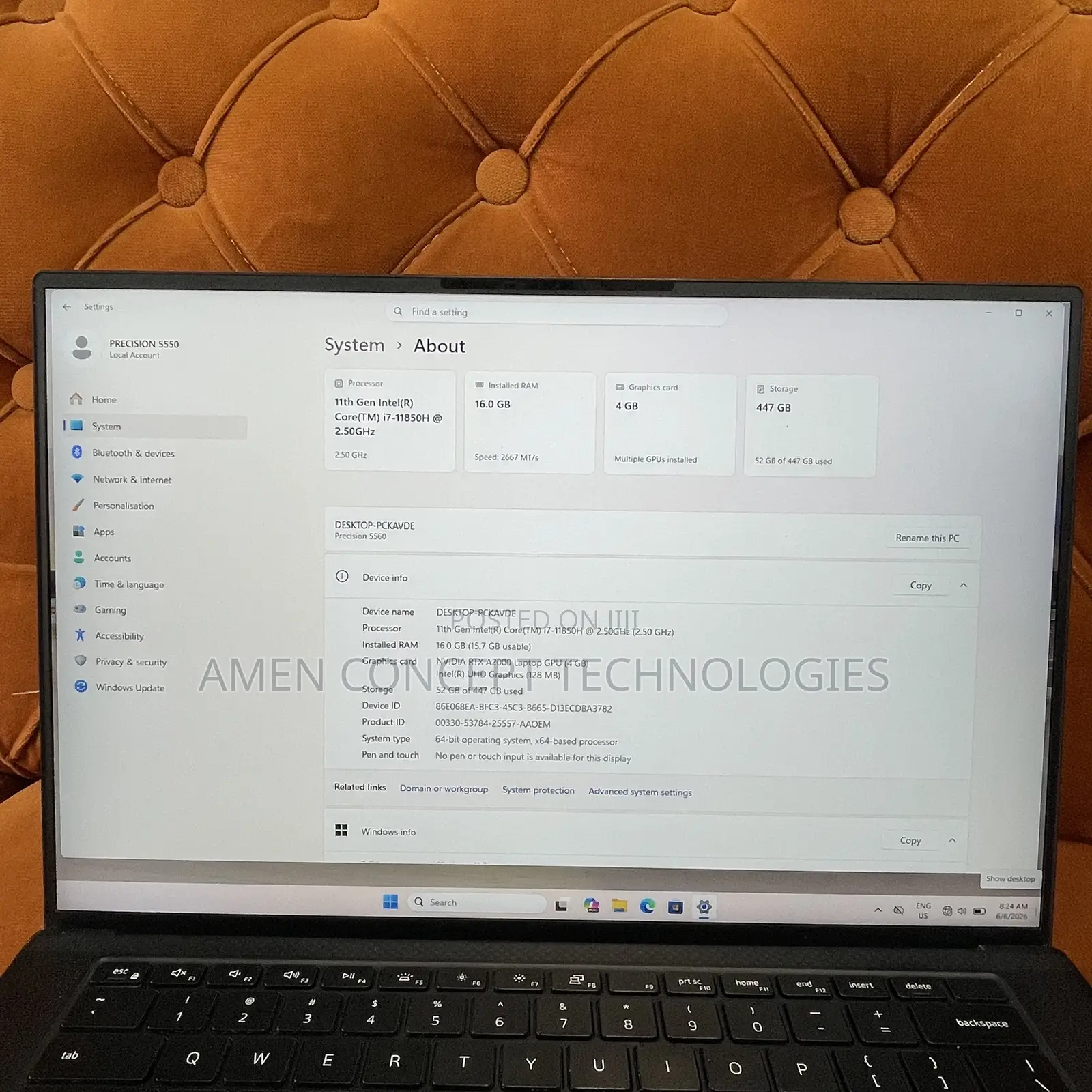 Laptop Dell Precision 5560 16GB Intel Core i7 SSD 512GB