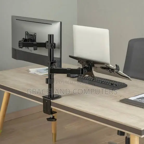 Monitor Mount With Laptop Holder, Tall Adjustable Stand
