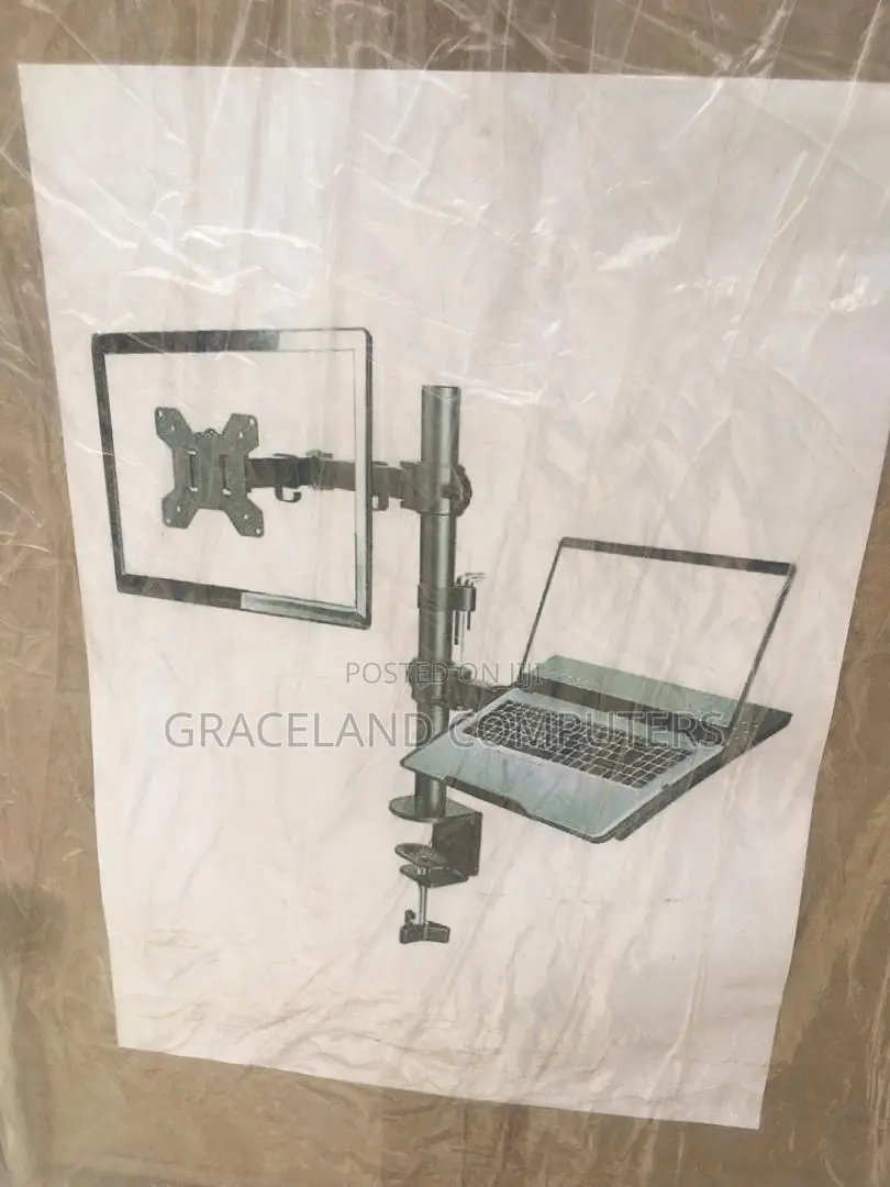 Monitor Mount With Laptop Holder, Tall Adjustable Stand