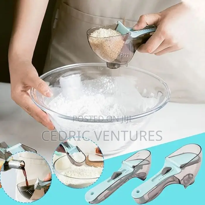 Plastic Adjustable Measuring Cup and Spoon