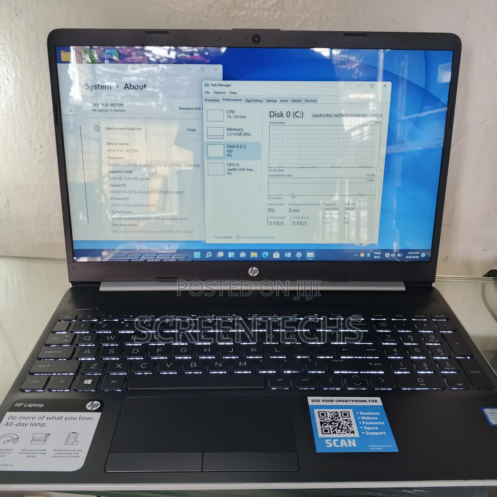 Laptop HP 8GB Intel Core i3 SSD 256GB