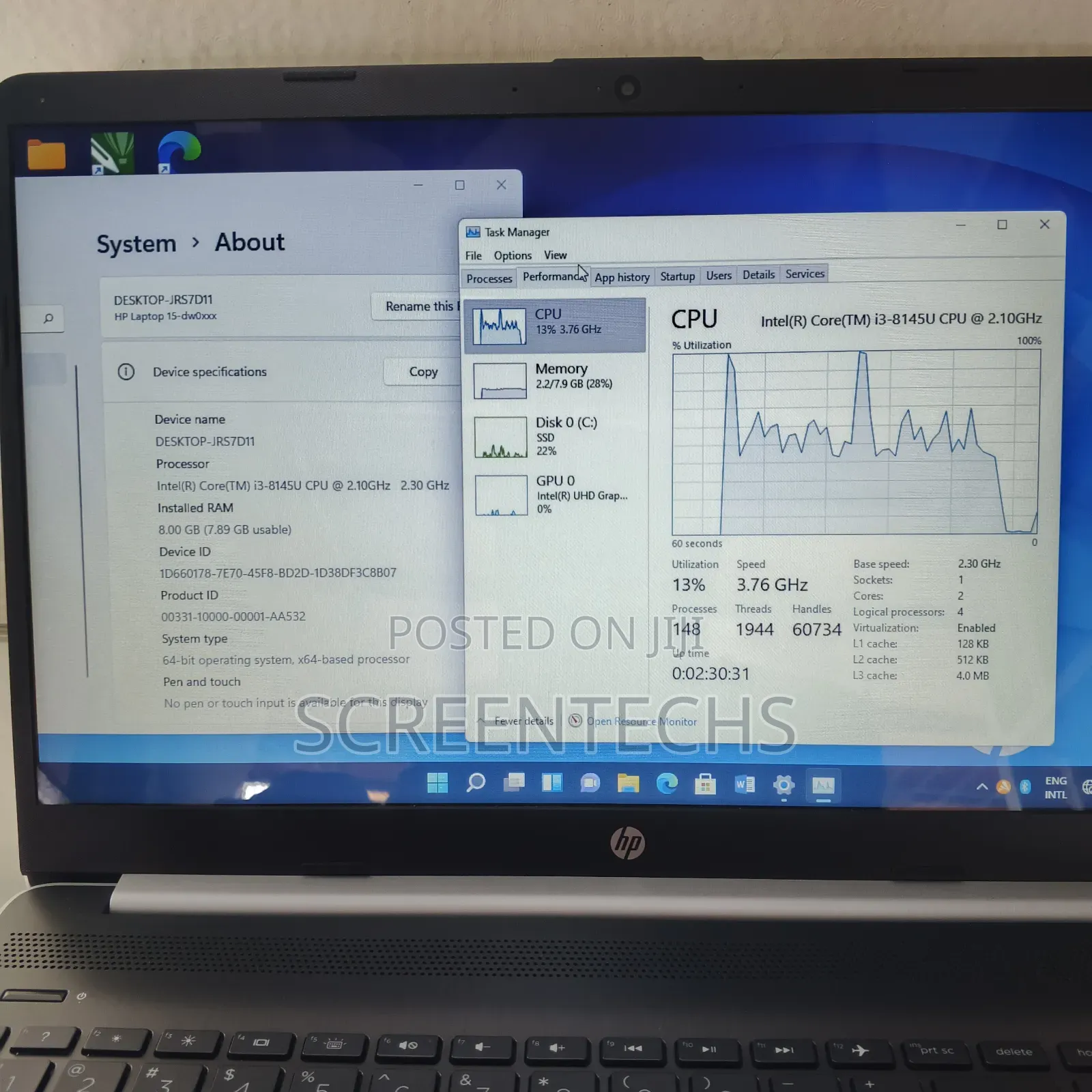 Laptop HP 8GB Intel Core i3 SSD 256GB