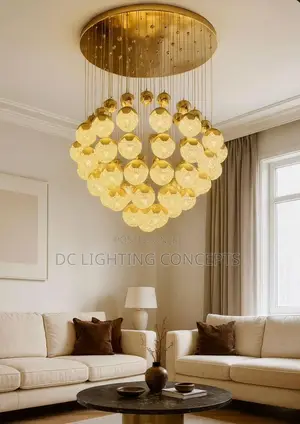 Modern Luxury Nordic Gold Ball Led Staircase Pendant Chandelier