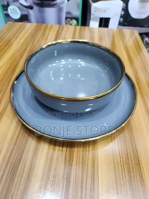 12 Pieces Gold Rimmed Ceramic Dinner Set