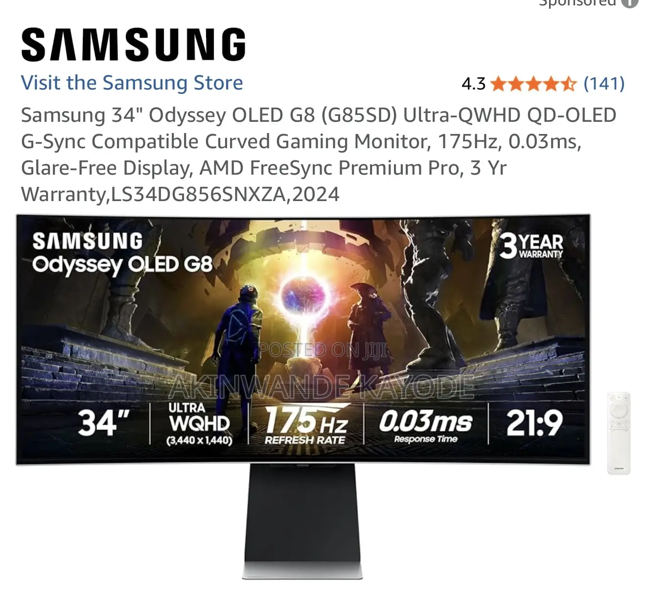 Samsung Odyssey G8 Oled Ultra-Wide Monitor