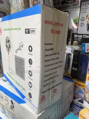 Powerful 16" Inches Ac/Dc Solar Rechargeable Standing Fan With Panel.