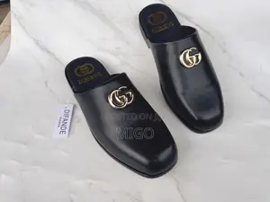 Luxury Black Leather Slip-on Half-Shoes
