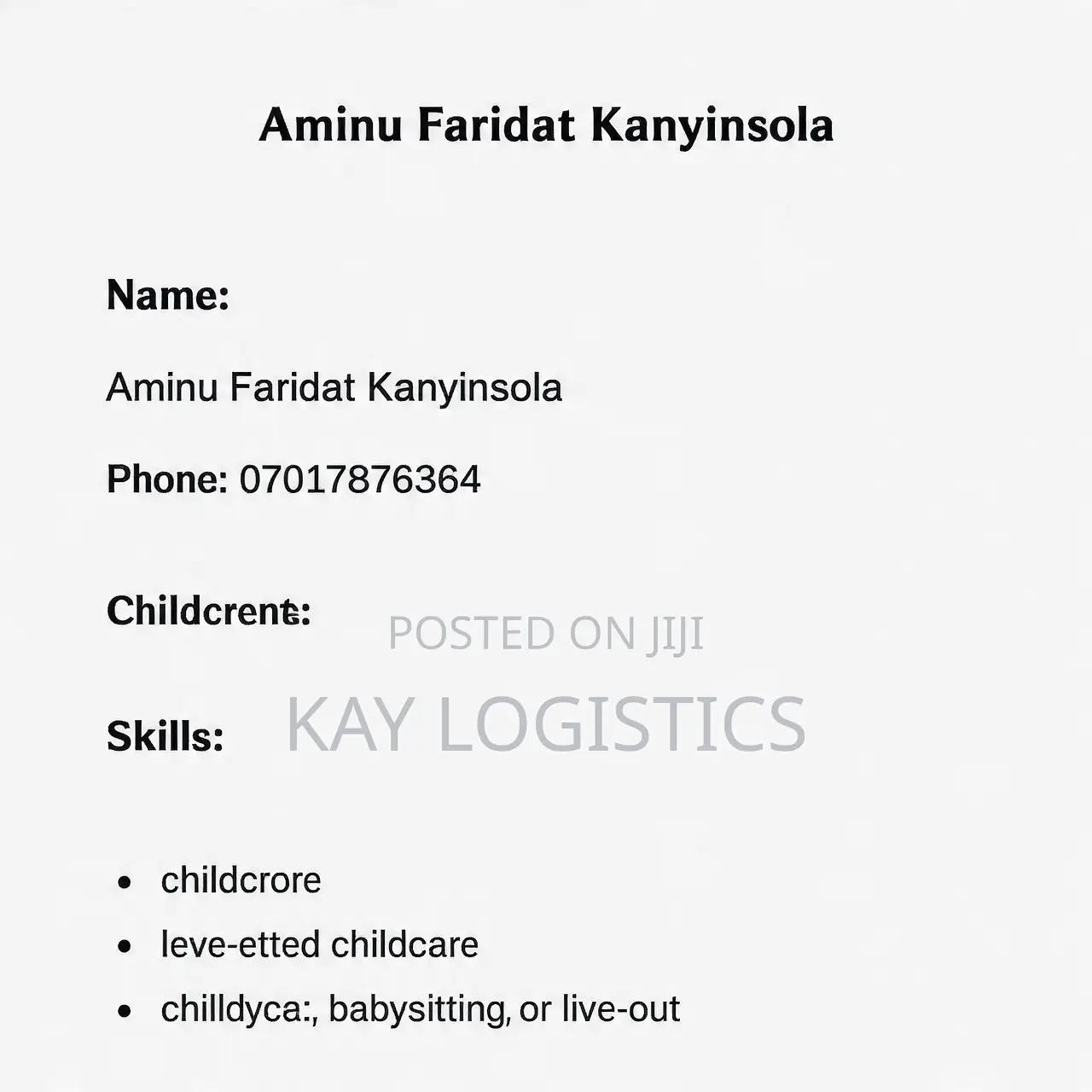 Housekeeping Cleaning CV